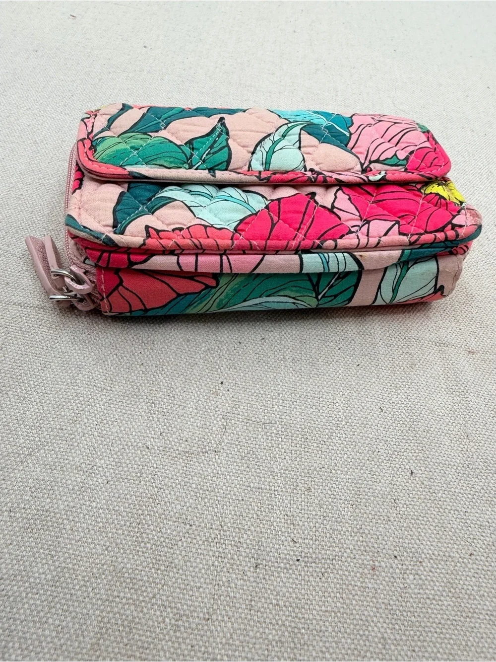 Floral Quilted Cosmetic Pouch - Pink Multi
